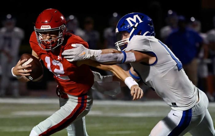 2025 5-star QB George MacIntyre during a loss to rival school McCallie. (Photo by Denny Simmons of The Tennessean)
